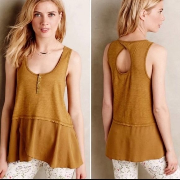 Anthropologie Tops - Anthropologie Little Yellow Button Signe Henley